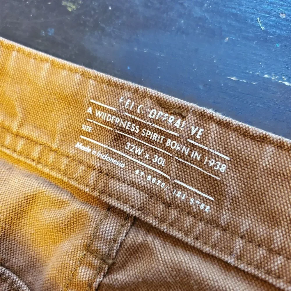 REI Co-op Trailsmith Pants Mens Brown Dbl Knee Canvas Hiking Workwear 32